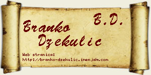 Branko Džekulić vizit kartica